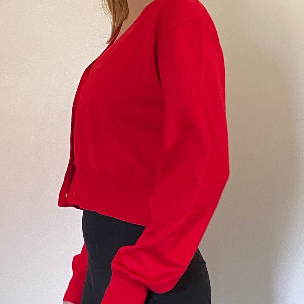 Red Button Up Cardigan - Picture 2 of 4